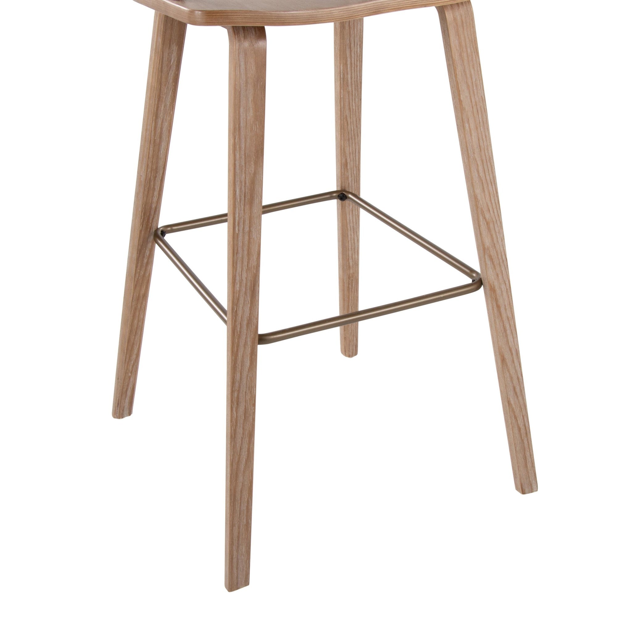 Winston 30" Fixed-Height Barstool - Whitewashed Wood, Antique Copper Metal