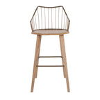 Winston 30" Fixed-Height Barstool - Whitewashed Wood, Antique Copper Metal