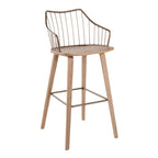 Winston 30" Fixed-Height Barstool - Whitewashed Wood, Antique Copper Metal