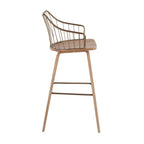 Winston 30" Fixed-Height Barstool - Whitewashed Wood, Antique Copper Metal
