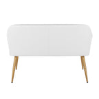Daniella High Back Bench - Gold Steel, White PU