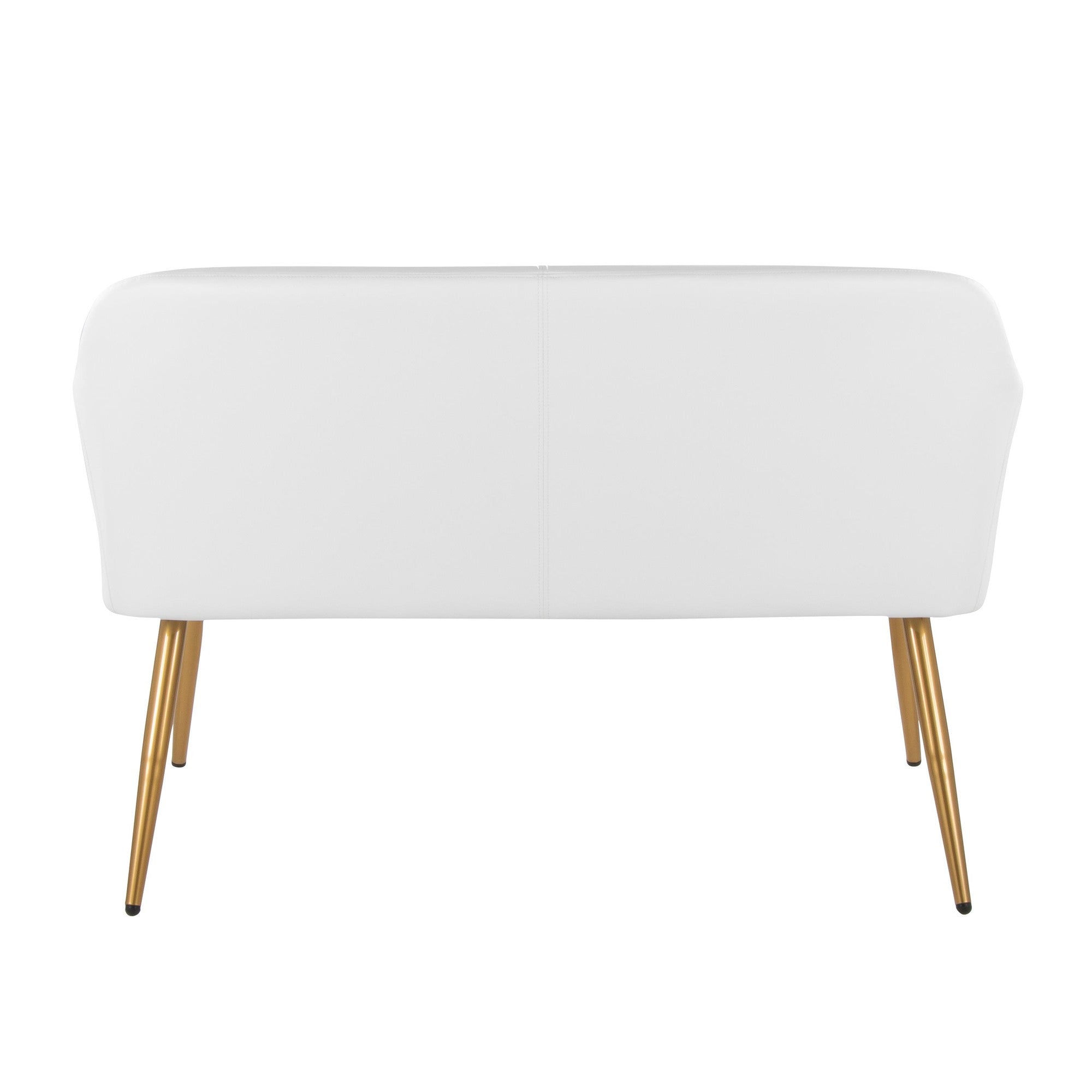 Daniella High Back Bench - Gold Steel, White PU