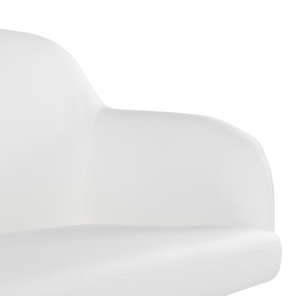 Daniella High Back Bench - Gold Steel, White PU
