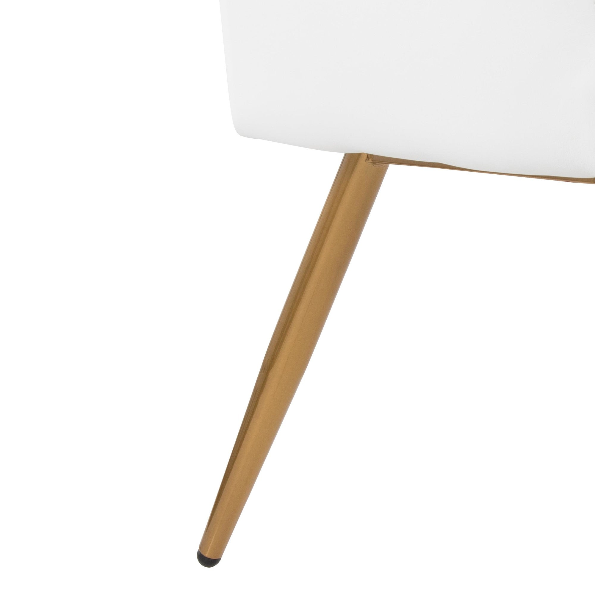 Daniella High Back Bench - Gold Steel, White PU