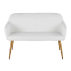 Daniella High Back Bench - Gold Steel, White PU