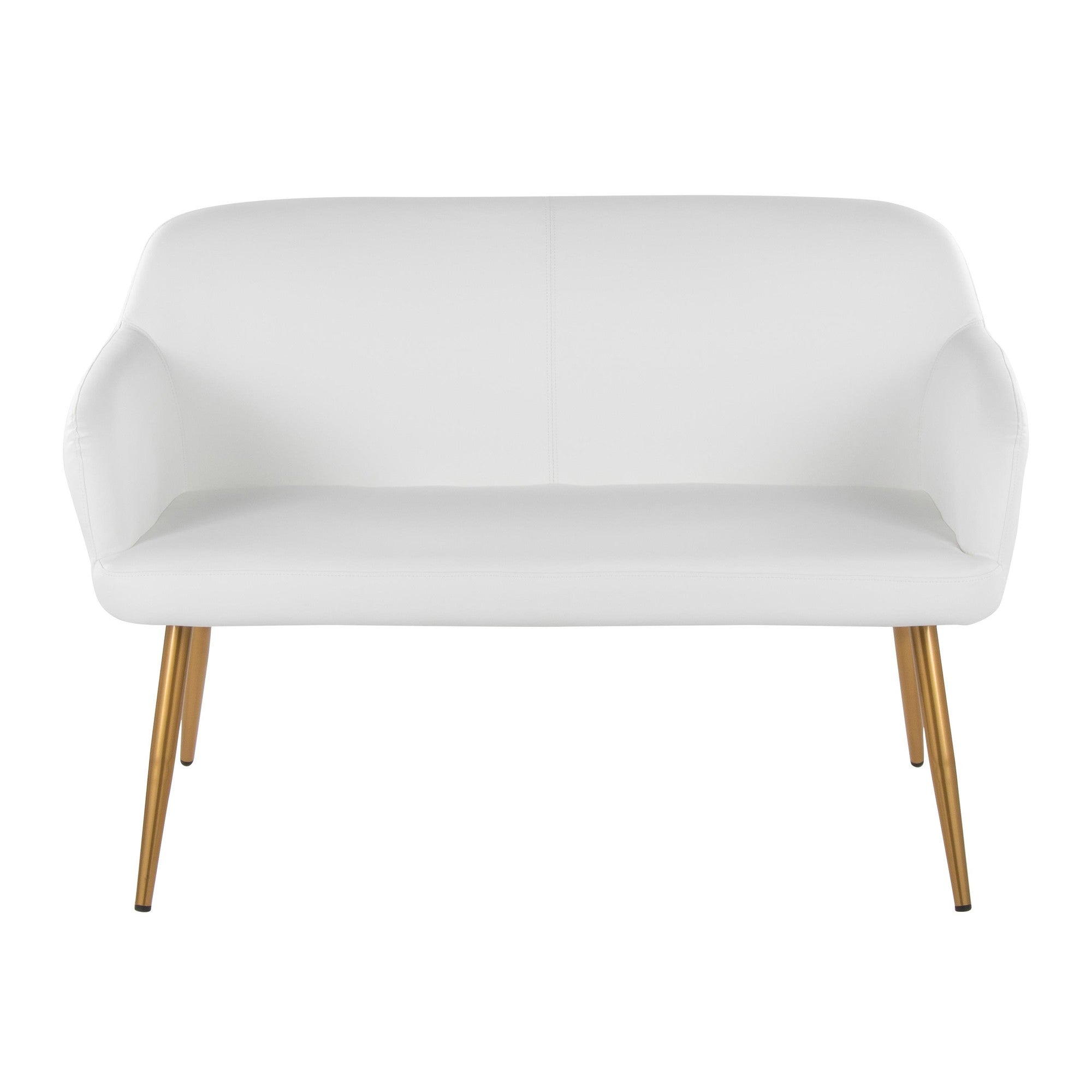 Daniella High Back Bench - Gold Steel, White PU
