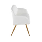 Daniella High Back Bench - Gold Steel, White PU