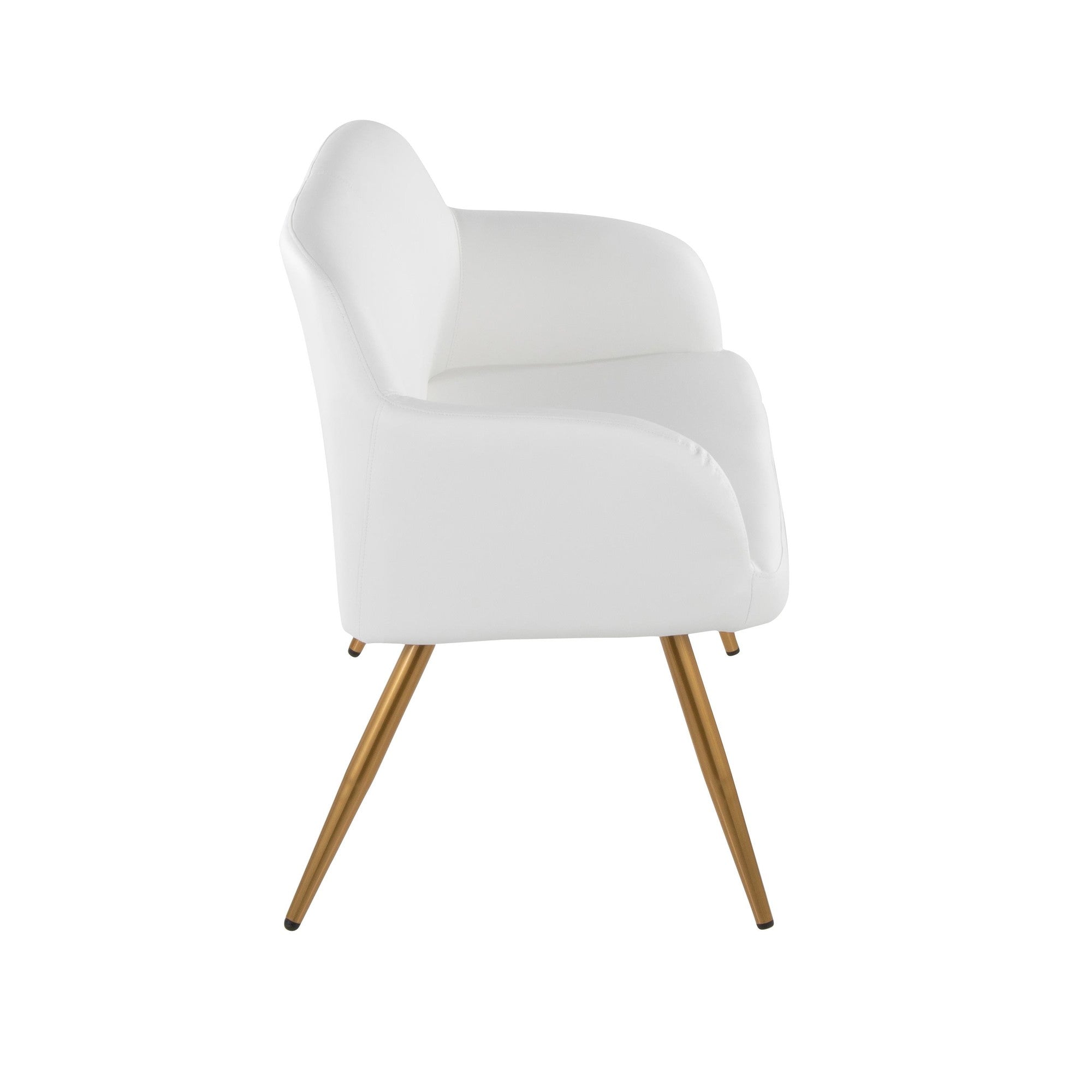 Daniella High Back Bench - Gold Steel, White PU