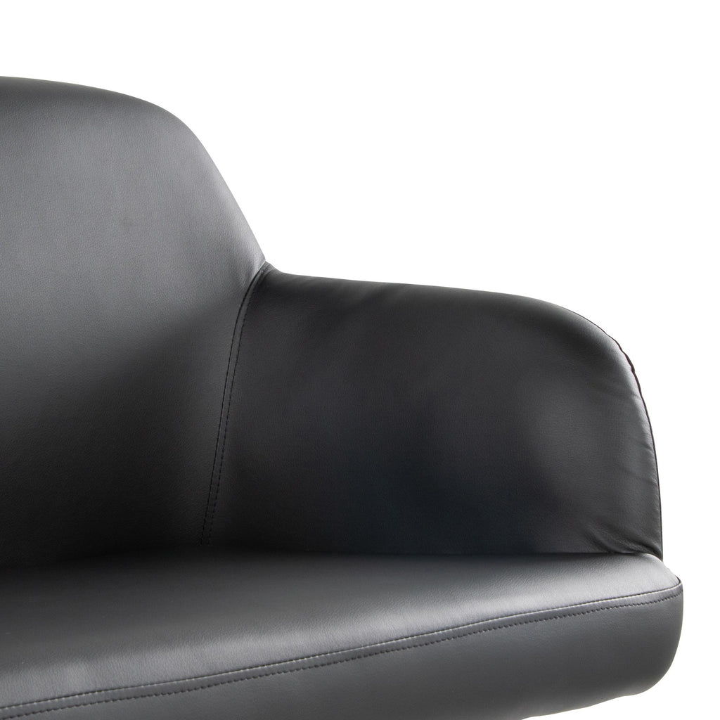 Daniella High Back Bench - Black Steel, Black PU