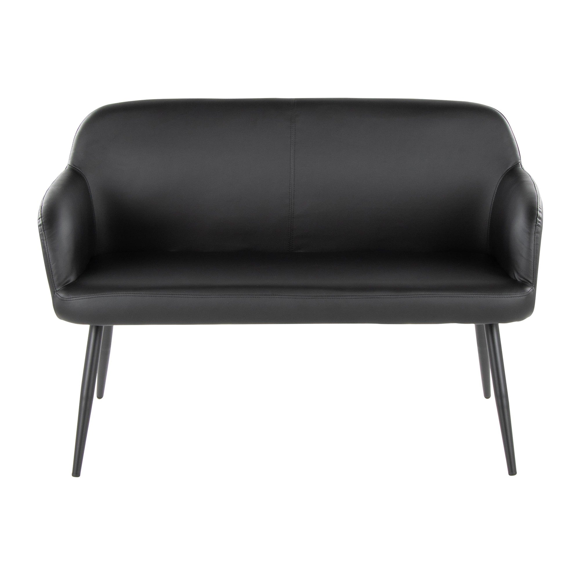 Daniella High Back Bench - Black Steel, Black PU