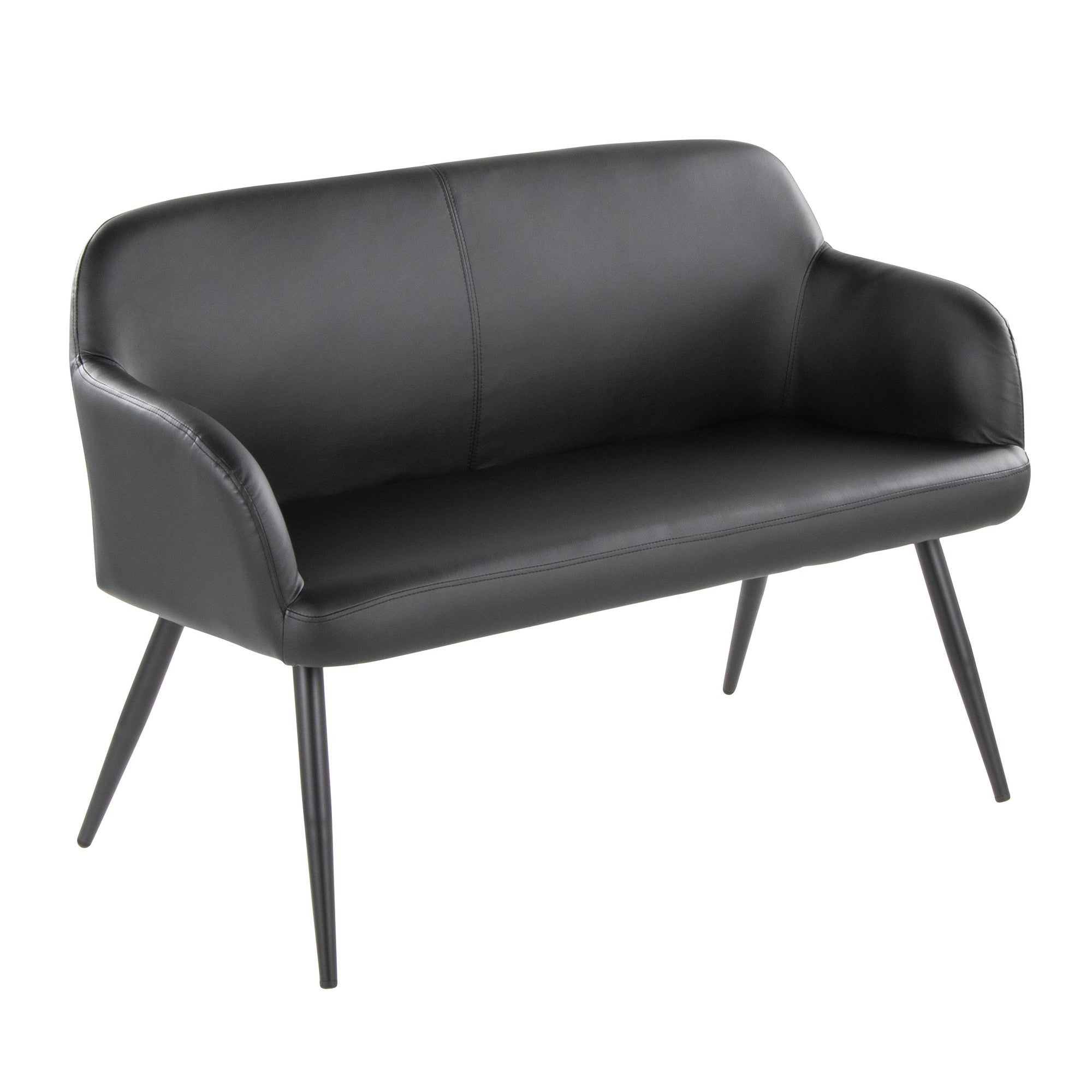 Daniella High Back Bench - Black Steel, Black PU