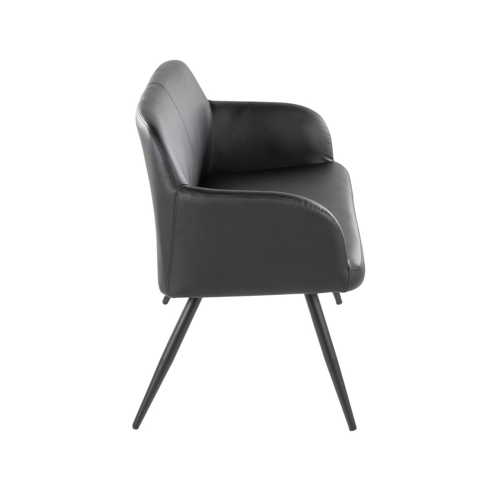 Daniella High Back Bench - Black Steel, Black PU