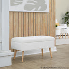 Storage Bench - Natural Wood, Cream Fabric