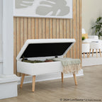 Storage Bench - Natural Wood, Cream Fabric