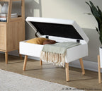 Storage Bench - Natural Wood, Cream Fabric