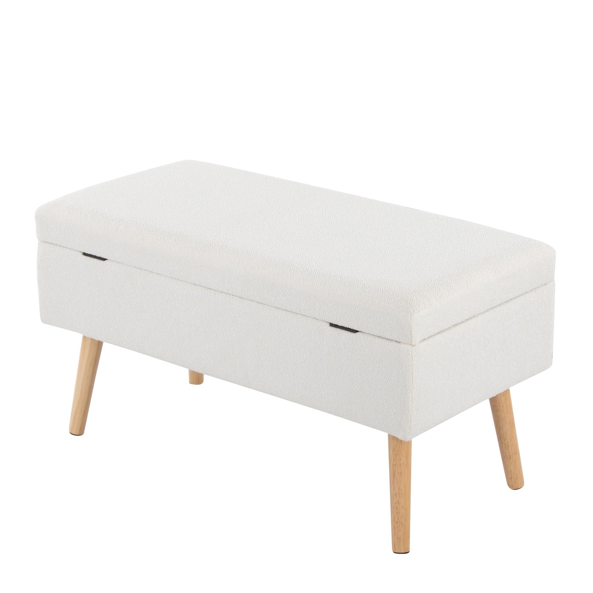 Storage Bench - Natural Wood, Cream Fabric
