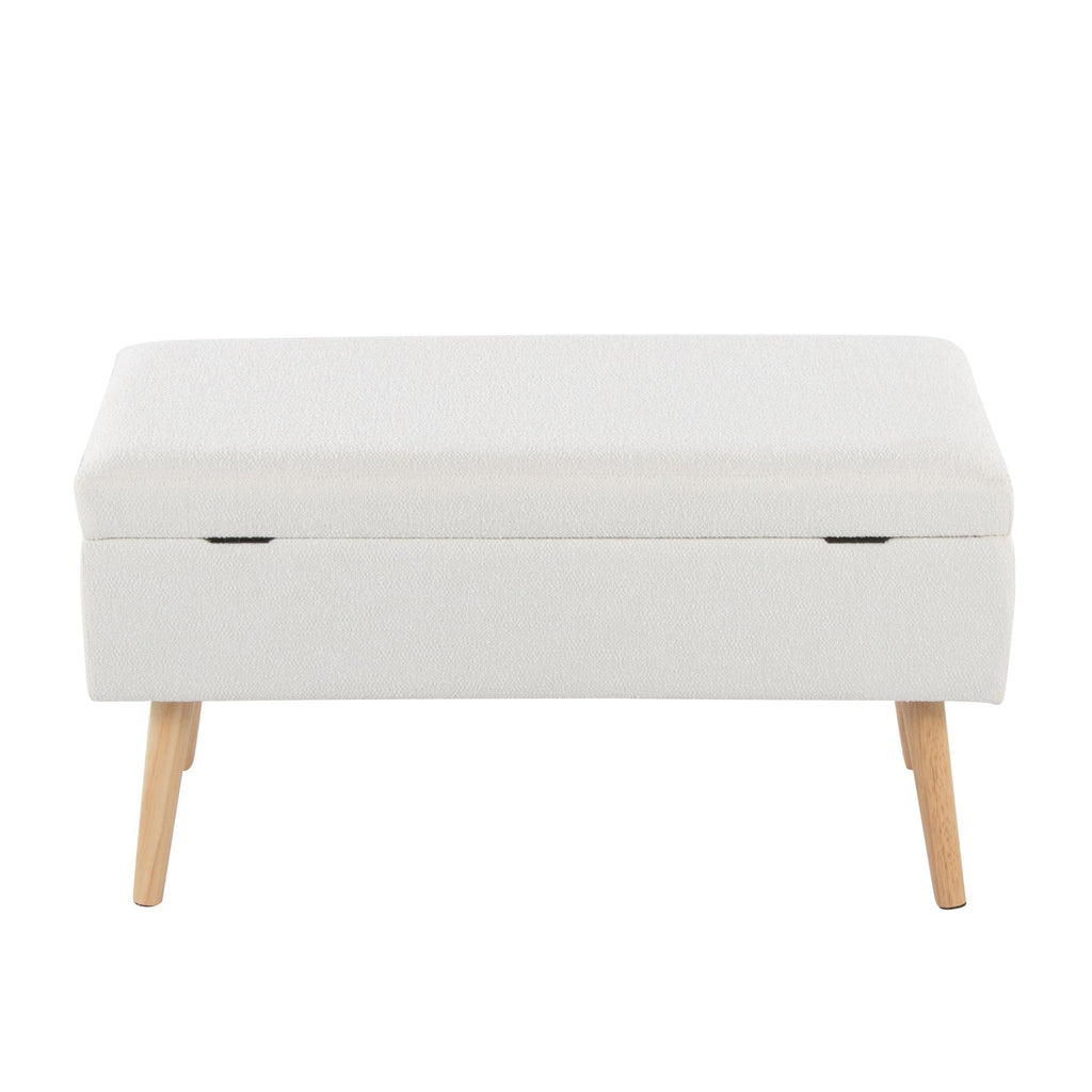 Storage Bench - Natural Wood, Cream Fabric