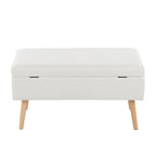 Storage Bench - Natural Wood, Cream Fabric