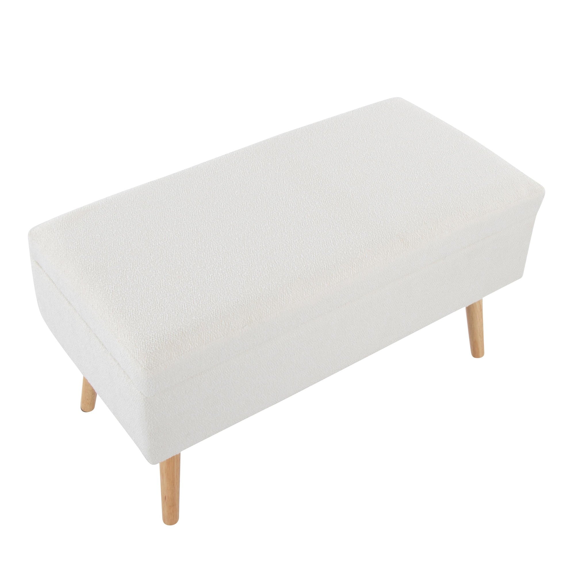 Storage Bench - Natural Wood, Cream Fabric