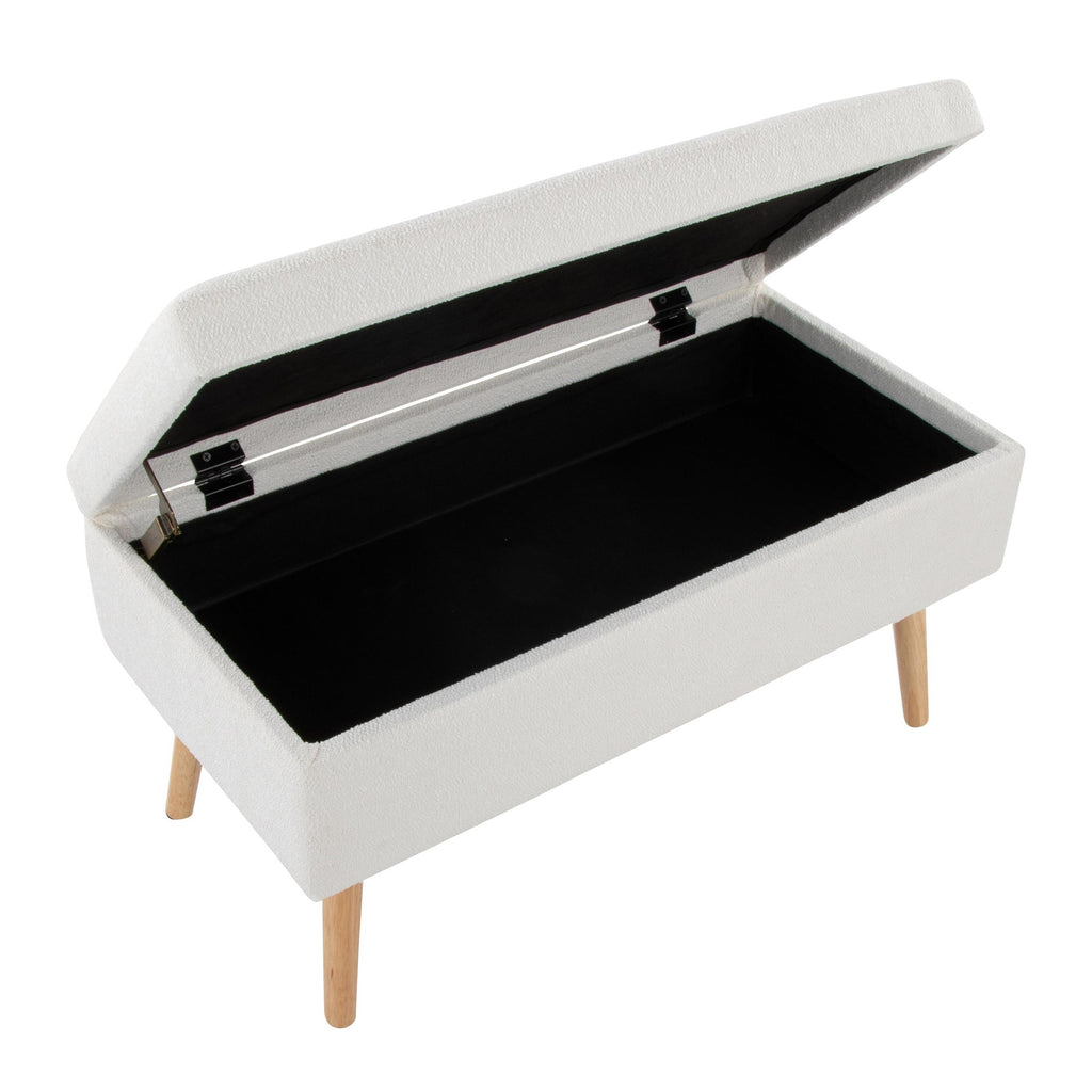 Storage Bench - Natural Wood, Cream Fabric