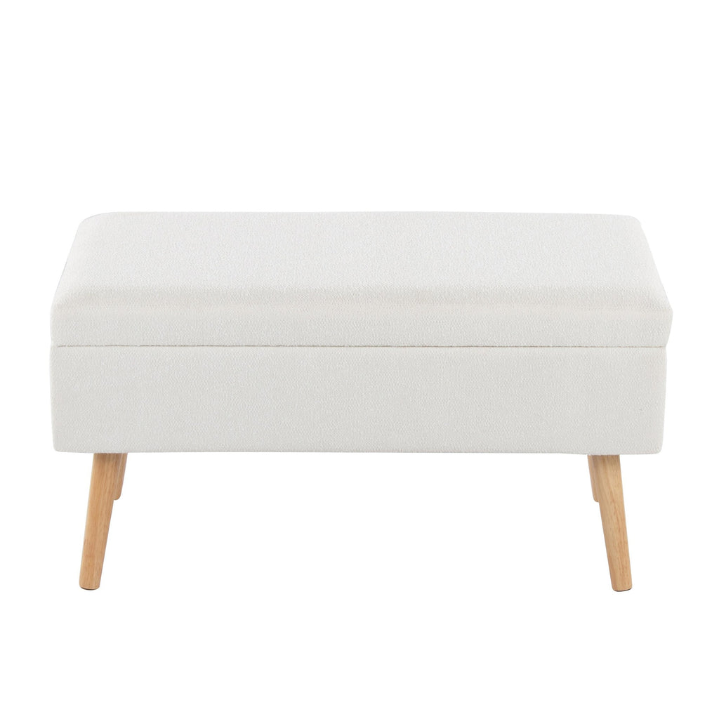 Storage Bench - Natural Wood, Cream Fabric