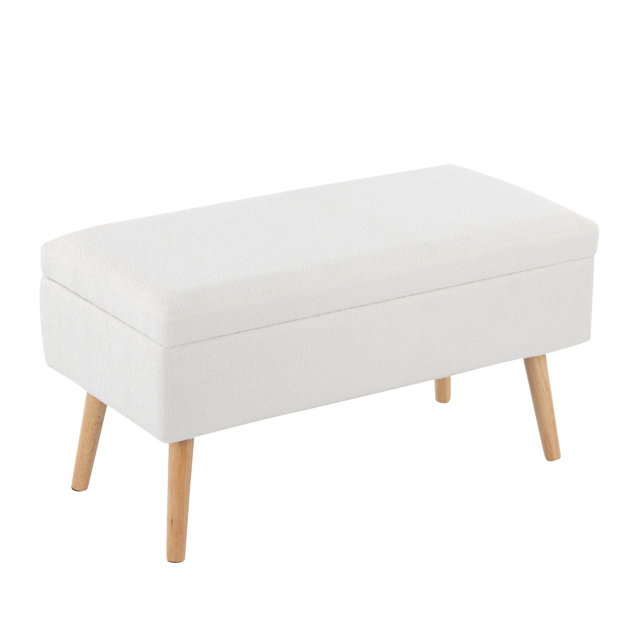 Storage Bench - Natural Wood, Cream Fabric