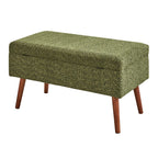 Storage Bench - Brown Wood, Dark Green Fabric