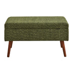 Storage Bench - Brown Wood, Dark Green Fabric