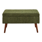 Storage Bench - Brown Wood, Dark Green Fabric