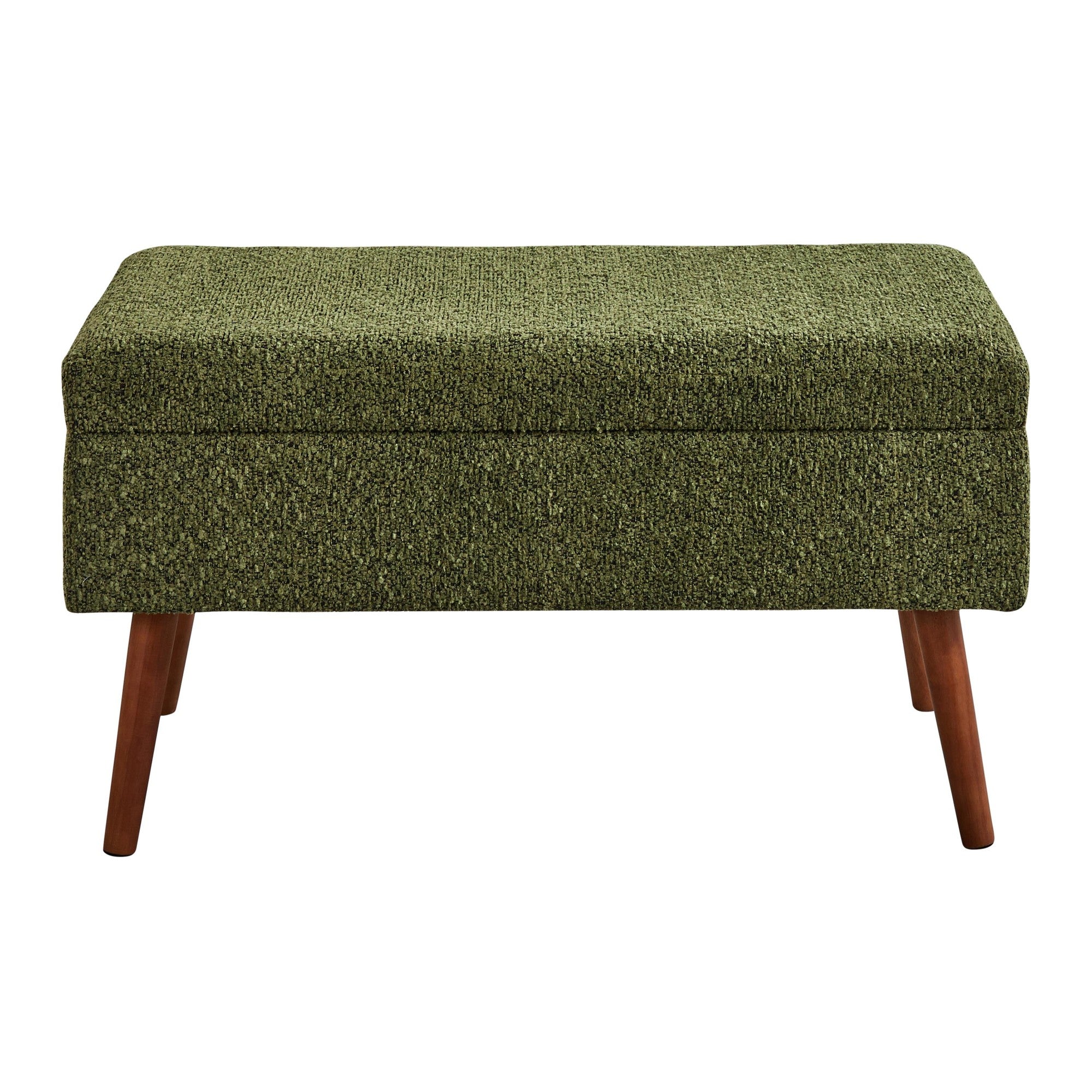 Storage Bench - Brown Wood, Dark Green Fabric