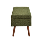 Storage Bench - Brown Wood, Dark Green Fabric