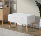 Storage Bench - Natural Wood, Beige Fabric