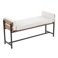 Kari Bench - Black Metal, Brown Wood, Cream Fabric