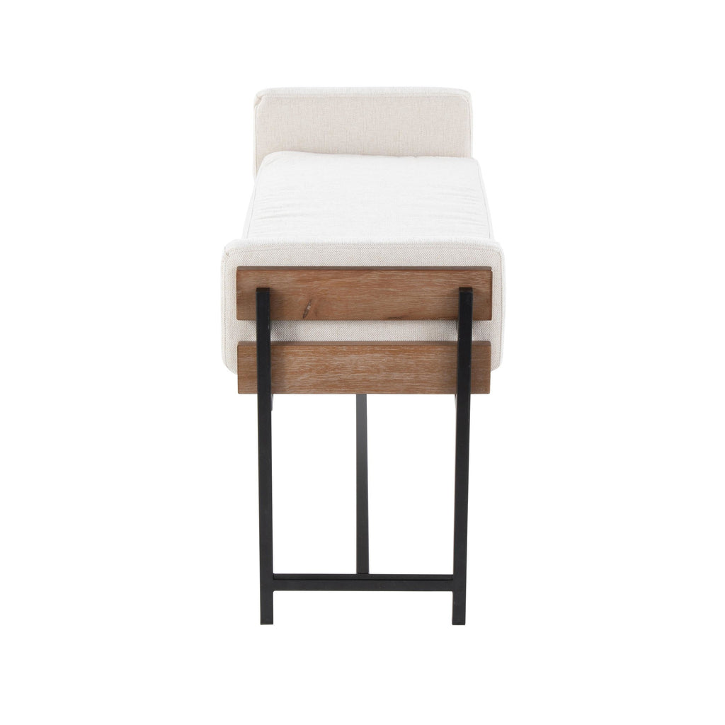 Kari Bench - Black Metal, Brown Wood, Cream Fabric