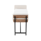 Kari Bench - Black Metal, Brown Wood, Cream Fabric