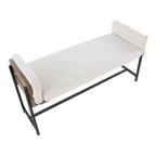 Kari Bench - Black Metal, Brown Wood, Cream Fabric