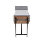 Kari Bench - Black Metal, Brown Wood, Light Grey Fabric