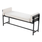 Kari Bench - Black Metal, Grey Wood, Cream Fabric