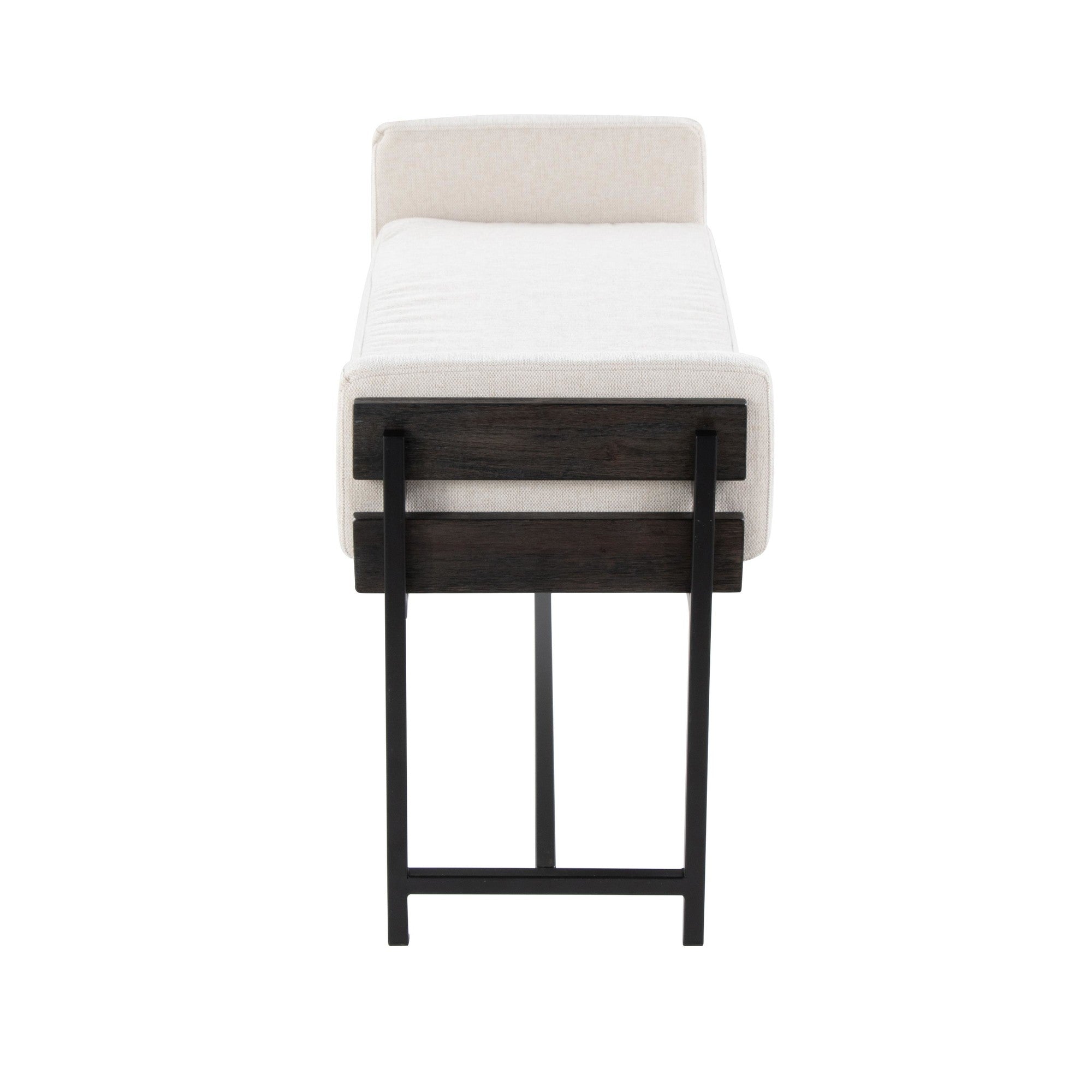 Kari Bench - Black Metal, Grey Wood, Cream Fabric