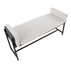 Kari Bench - Black Metal, Grey Wood, Cream Fabric