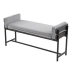 Kari Bench - Black Metal, Grey Wood, Light Grey Fabric