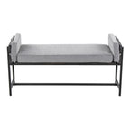 Kari Bench - Black Metal, Grey Wood, Light Grey Fabric