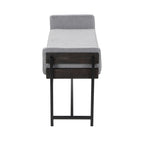 Kari Bench - Black Metal, Grey Wood, Light Grey Fabric