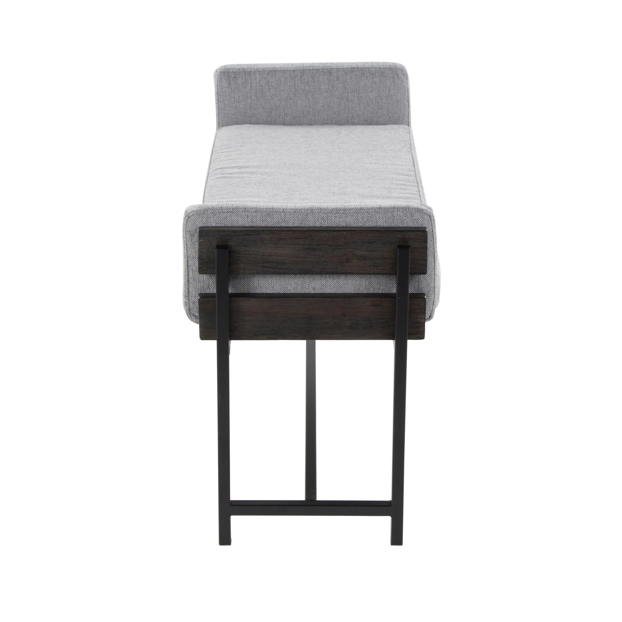 Kari Bench - Black Metal, Grey Wood, Light Grey Fabric