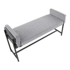 Kari Bench - Black Metal, Grey Wood, Light Grey Fabric