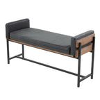 Kari Bench - Black Metal, Brown Wood, Black PU