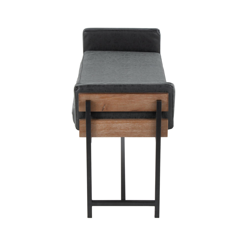 Kari Bench - Black Metal, Brown Wood, Black PU