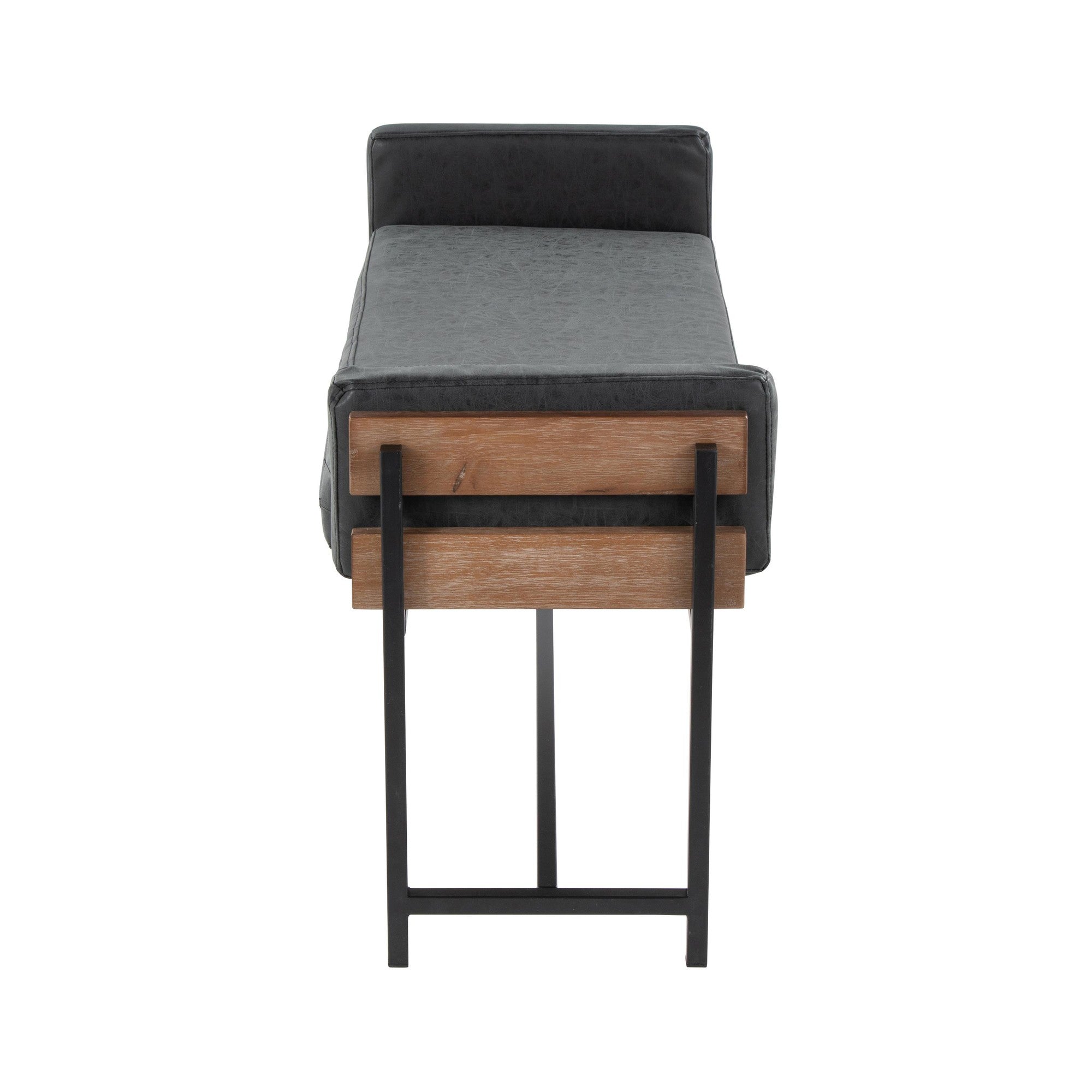 Kari Bench - Black Metal, Brown Wood, Black PU