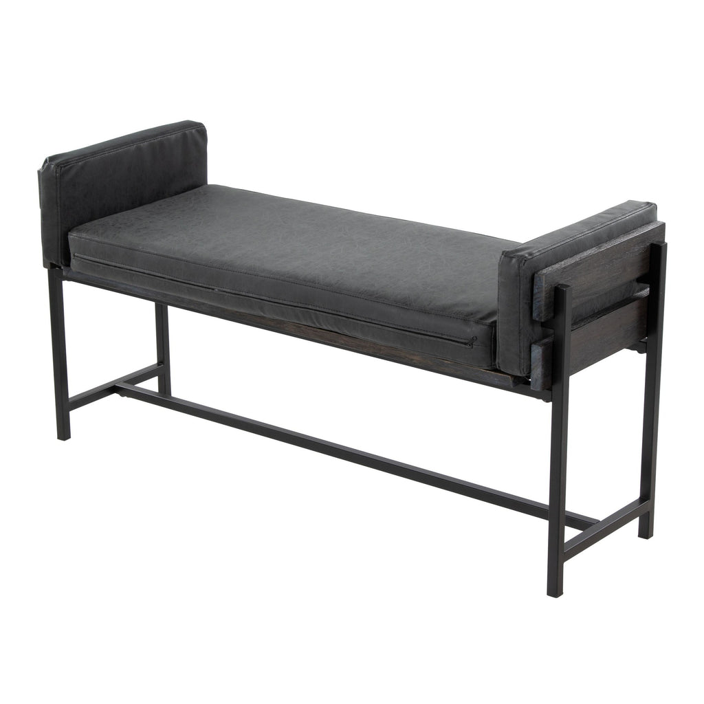 Kari Bench - Black Metal, Grey Wood, Black PU