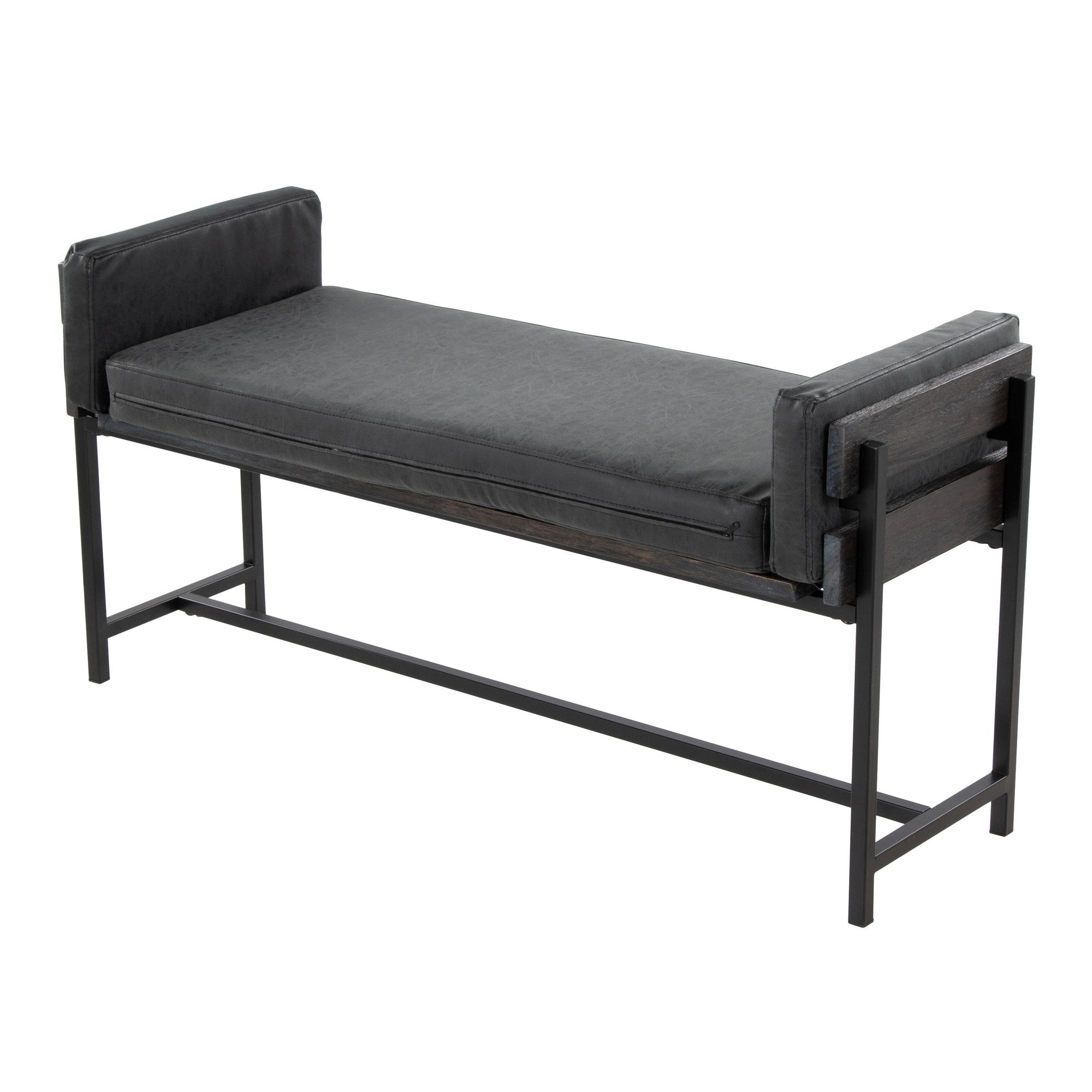 Kari Bench - Black Metal, Grey Wood, Black PU